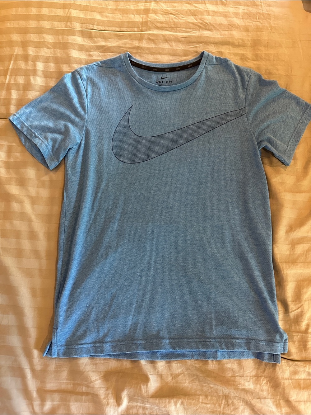 Nike Light Blue Athletic Tee with Navy Swoosh
